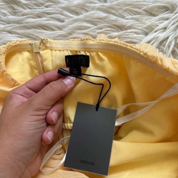 NBD Paradisco Mini Dress In Cream Yellow - Picture 4 of 4